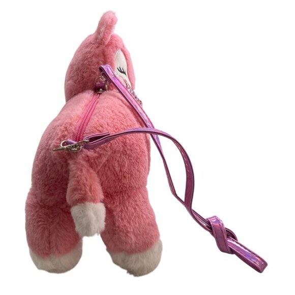 Wonder Nation Plush Pink Animal Backpack Purse For Kids With Adjustable Shiny St - Picture 4 of 7